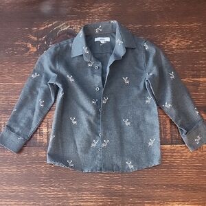 OshKosh B'gosh Charcoal Button Down Shirt with Embroidery